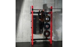 Naścienna przesuwna klatka treningowa z ławką KLT34, czerwona, HMS Fitness
