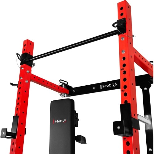 Naścienna przesuwna klatka treningowa z ławką KLT34, czerwona, HMS Fitness
