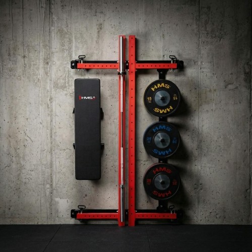 WISZĄCY REGAŁ SIŁOWY Z ŁAWKĄ KLT34 CZERWONY HMS FITNESS