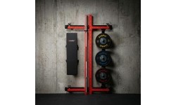 Naścienna przesuwna klatka treningowa z ławką KLT34, czerwona, HMS Fitness