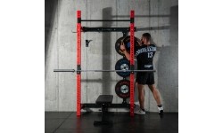 Naścienna przesuwna klatka treningowa z ławką KLT34, czerwona, HMS Fitness