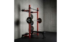 Naścienna przesuwna klatka treningowa z ławką KLT34, czerwona, HMS Fitness