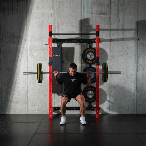 WISZĄCY REGAŁ SIŁOWY Z ŁAWKĄ KLT34 CZERWONY HMS FITNESS