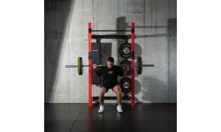 Naścienna przesuwna klatka treningowa z ławką KLT34, czerwona, HMS Fitness