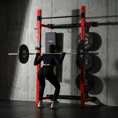 WISZĄCY REGAŁ SIŁOWY Z ŁAWKĄ KLT34 CZERWONY HMS FITNESS