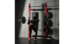 Naścienna przesuwna klatka treningowa z ławką KLT34, czerwona, HMS Fitness