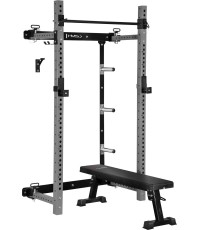 Naścienna przesuwna klatka treningowa z ławką KLT34 szara HMS Fitness