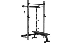 Naścienna przesuwna klatka treningowa z ławką KLT34 szara HMS Fitness