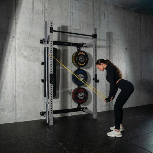 Naścienna przesuwna klatka treningowa z ławką KLT34 szara HMS Fitness