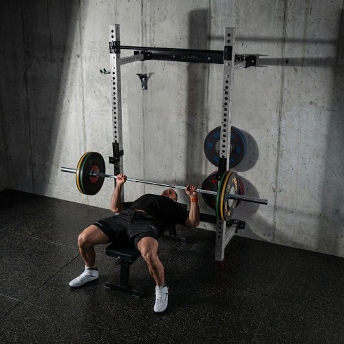 Naścienna przesuwna klatka treningowa z ławką KLT34 szara HMS Fitness