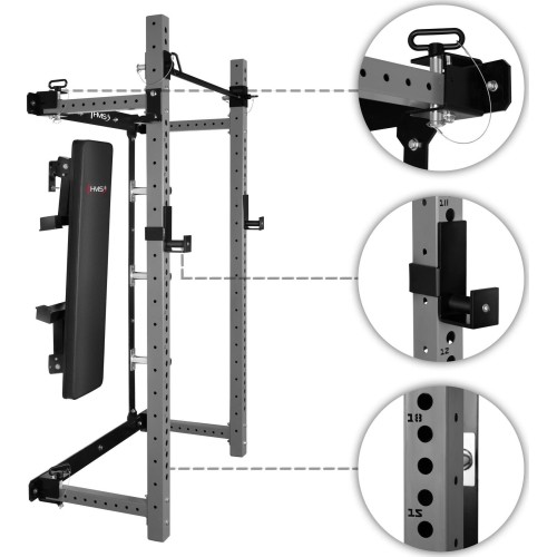 WISZĄCY REGAŁ SIŁOWY Z ŁAWKĄ KLT34 SZARY HMS FITNESS
