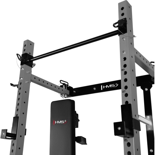 Naścienna przesuwna klatka treningowa z ławką KLT34 szara HMS Fitness