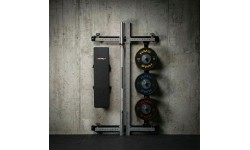 Naścienna przesuwna klatka treningowa z ławką KLT34 szara HMS Fitness