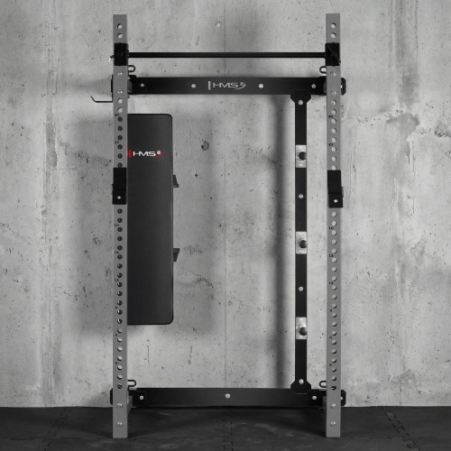 Naścienna przesuwna klatka treningowa z ławką KLT34 szara HMS Fitness