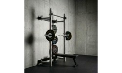 Naścienna przesuwna klatka treningowa z ławką KLT34 szara HMS Fitness