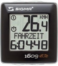 Komputer rowerowy Sigma BC 1609 STS // bezprzewodowy, 16 funkcji (czarny/srebrny)