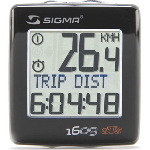 Licznik rowerowy Sigma BC 1609 STS Cadence, bezprzewodowy, 16 funkcji (czarny/srebrny)