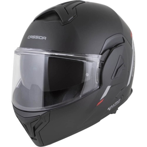 Flip-Up Motorcycle Helmet Cassida MultiFlip Solid P/J - černá matná/červená/šedá