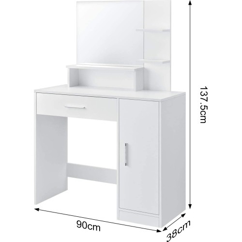 Toaletka kosmetyczna z lustrem nowoczesna biała