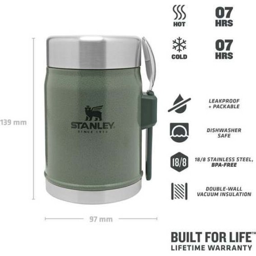 Termos na żywność Stanley Classic Legendary 0,4 l, zielony, ze sztućcem spork