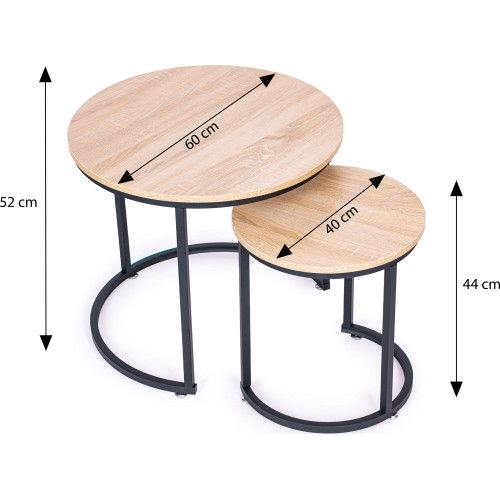 Zestaw stolików kawowych 2 szt. okrągłe lofotwy design