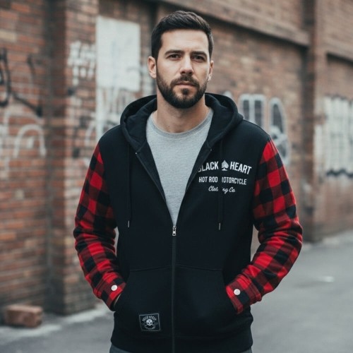 Motorcycle Hoodie W-TEC Black Heart Ramforge - Czerwono-czarny