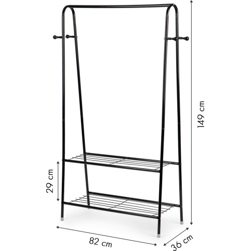 Wieszak stojący stojak z 2 półkami na ubrania buty
