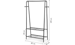 Wieszak stojący stojak z 2 półkami na ubrania buty