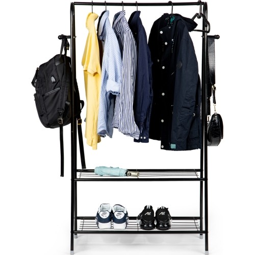 Wieszak stojący stojak z 2 półkami na ubrania buty