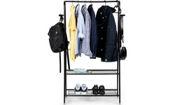 Wieszak stojący stojak z 2 półkami na ubrania buty