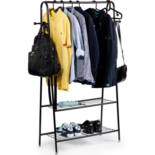 Wieszak stojący stojak z 2 półkami na ubrania buty