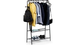 Wieszak stojący stojak z 2 półkami na ubrania buty