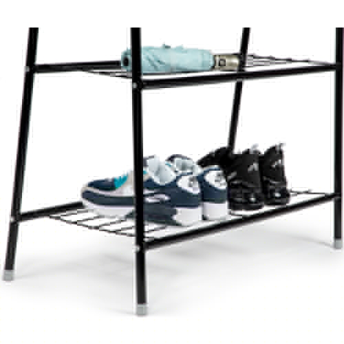 Wieszak stojący stojak z 2 półkami na ubrania buty
