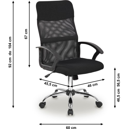 Fotel biurowy obrotowy oparcie siateczkowe czarny