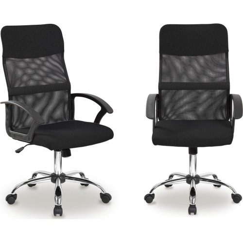 Fotel biurowy obrotowy oparcie siateczkowe czarny