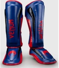 Venum Elite Shin Guards - Dark Blue/Red