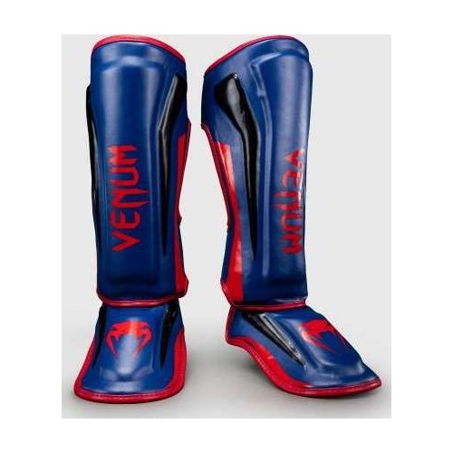 Venum Elite Shin Guards - Dark Blue/Red