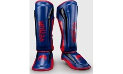 Venum Elite Shin Guards - Dark Blue/Red