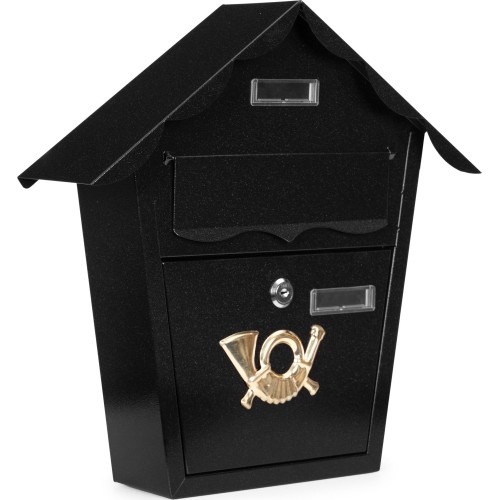 Skrzynka na listy pocztowa ścienna stal galwanizowana czarna ModernHome