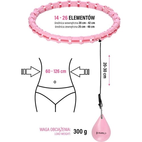 HHW11 PLUS SIZE HULA HOOP LIGHT PINK WITH WEIGHT HMS