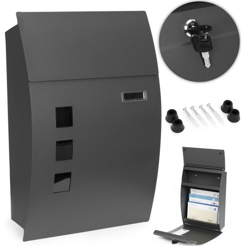 Skrzynka na listy pocztowa ścienna stal galwanizowana antracyt ModernHome