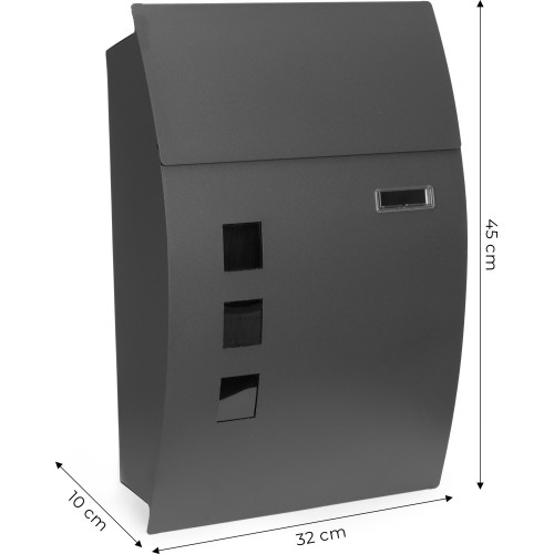 Skrzynka na listy pocztowa ścienna stal galwanizowana antracyt ModernHome