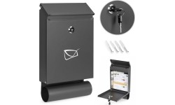 Skrzynka na listy z gazetownikiem pocztowa ścienna stal galwanizowana antracyt ModernHome