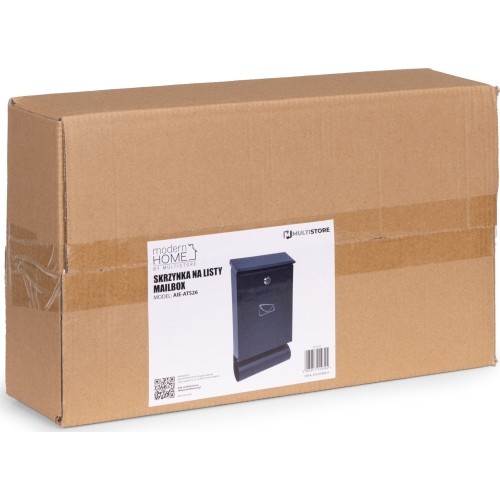 Skrzynka na listy z gazetownikiem pocztowa ścienna stal galwanizowana antracyt ModernHome