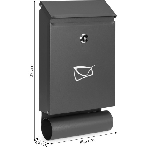 Skrzynka na listy z gazetownikiem pocztowa ścienna stal galwanizowana antracyt ModernHome