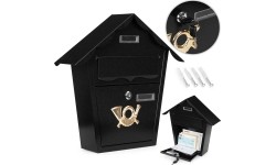 Skrzynka na listy pocztowa ścienna stal galwanizowana czarna ModernHome