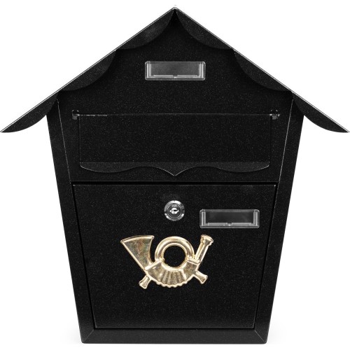 Skrzynka na listy pocztowa ścienna stal galwanizowana czarna ModernHome