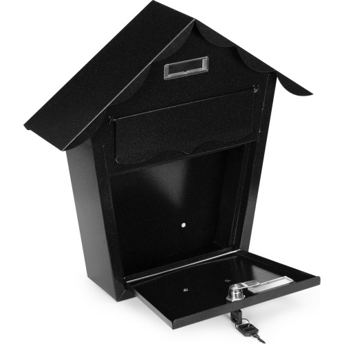 Skrzynka na listy pocztowa ścienna stal galwanizowana czarna ModernHome