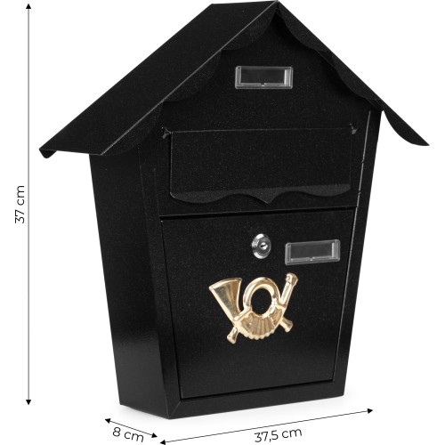 Skrzynka na listy pocztowa ścienna stal galwanizowana czarna ModernHome