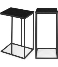 Stolik boczny pod laptopa kawowy w kształcie litery C marmur czarny ModernHome